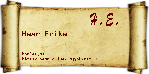 Haar Erika névjegykártya
